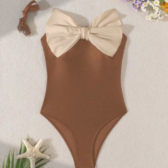 Swim Vcay 1pc Women's Elegant Solid Strapless Swimsuit With Detachable Straps - Picture 4 of 4